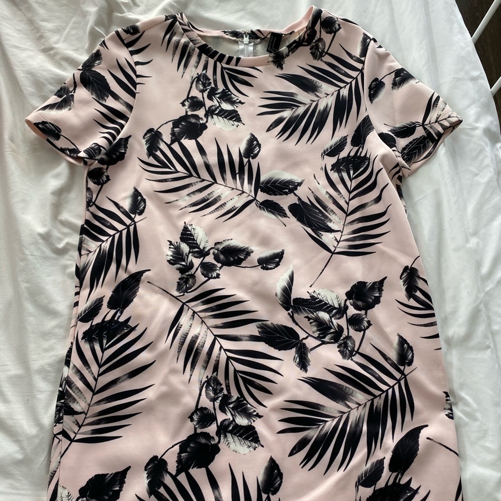 baby pink palm pattern dress